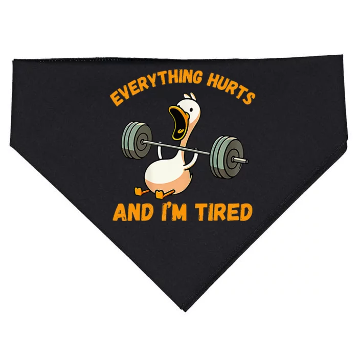 Everything Hurts And IM Tired Duck Funny USA-Made Doggie Bandana