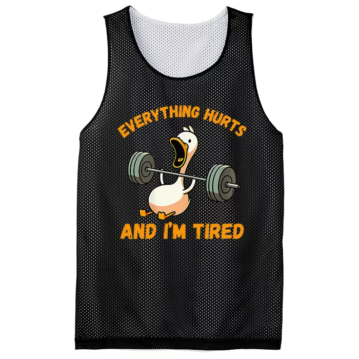 Everything Hurts And IM Tired Duck Funny Mesh Reversible Basketball Jersey Tank