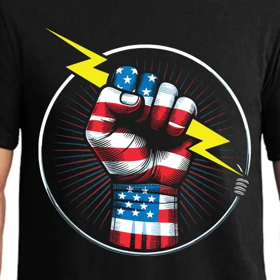 Electrician Hero American Flag Electrical Worker For Pajama Set