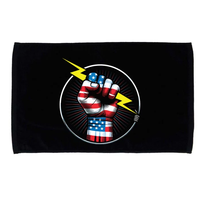 Electrician Hero American Flag Electrical Worker For Microfiber Hand Towel