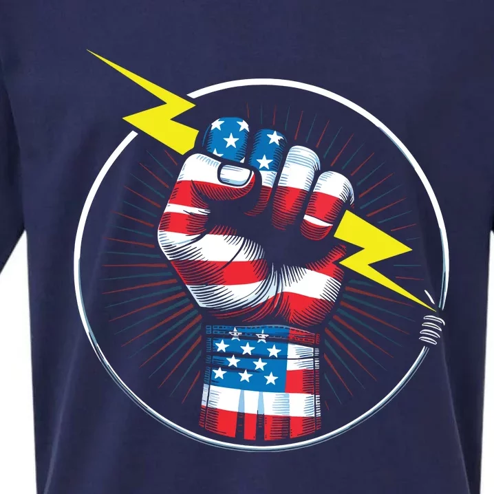 Electrician Hero American Flag Electrical Worker For Sueded Cloud Jersey T-Shirt