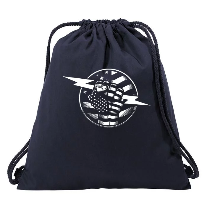 Electrician Hero American Flag Electrical Worker For Drawstring Bag