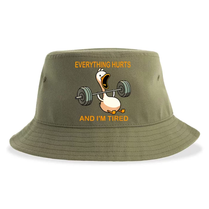 Everything Hurts And IM Tired Duck Sustainable Bucket Hat