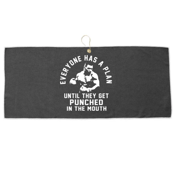 Everyone Has A Plan Until They Get Punched In The Mouth Large Microfiber Waffle Golf Towel