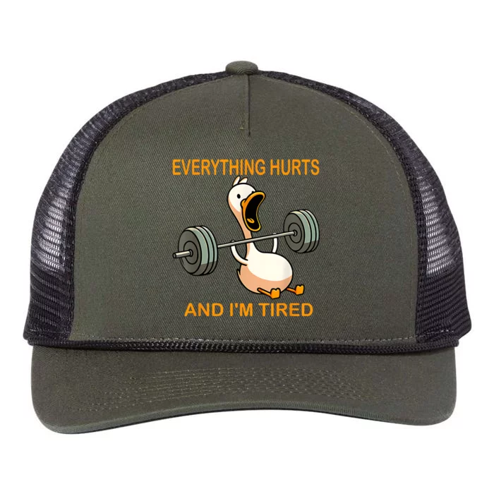 Everything Hurts And IM Tired Duck Retro Rope Trucker Hat Cap