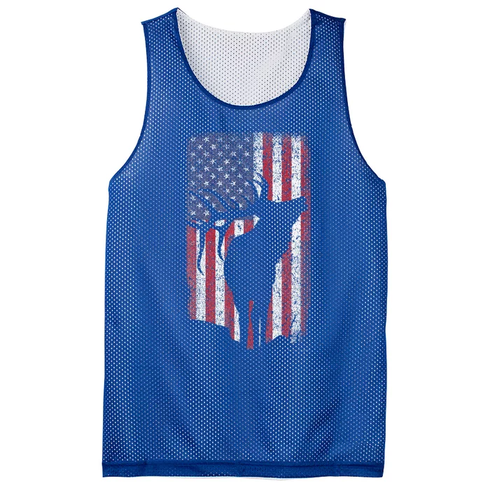 Elk Hunting Bugling Bull Us Flag Mesh Reversible Basketball Jersey Tank