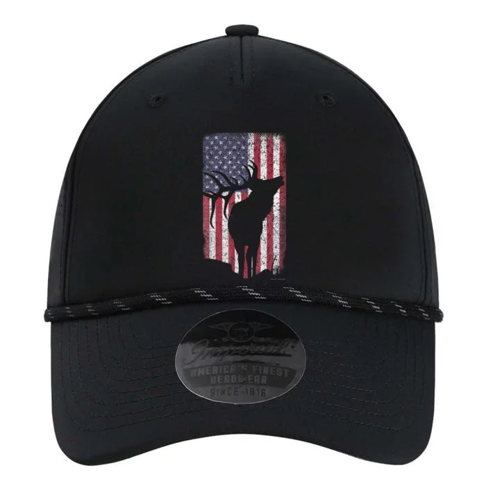 Elk Hunting Bugling Bull Us Flag American Retro Performance The Dyno Cap