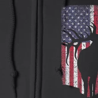 Elk Hunting Bugling Bull Us Flag American Retro Full Zip Hoodie