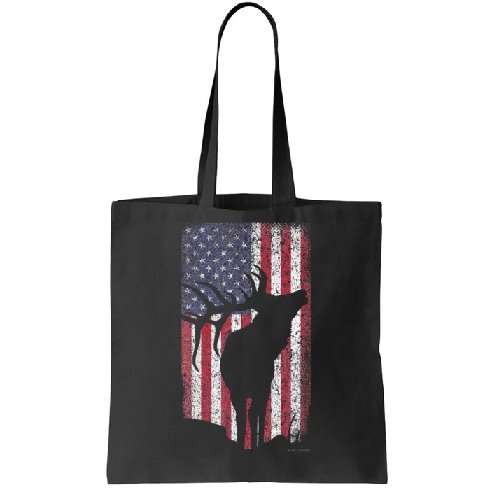 Elk Hunting Bugling Bull Us Flag Tote Bag