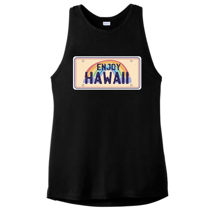 Enjoy Hawaii Car Plate Ladies Tri-Blend Wicking Tank