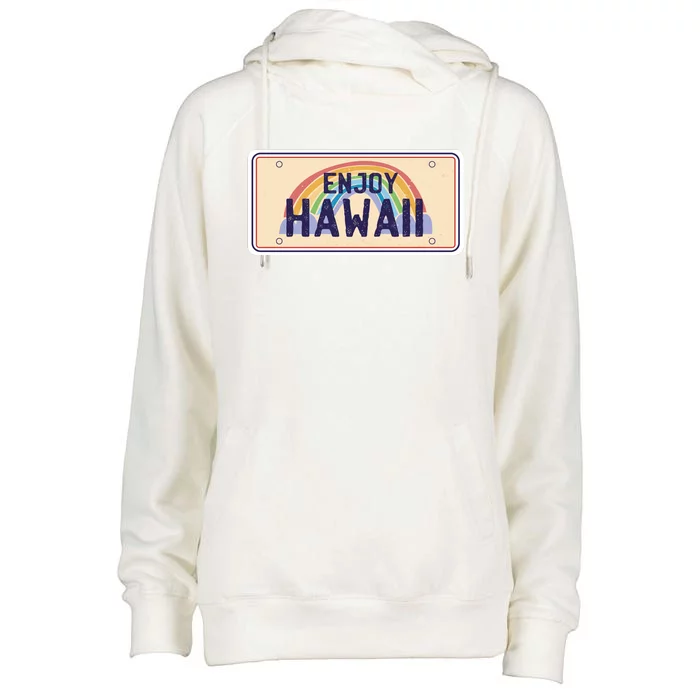 Enjoy Hawaii Car Plate Womens Funnel Neck Pullover Hood