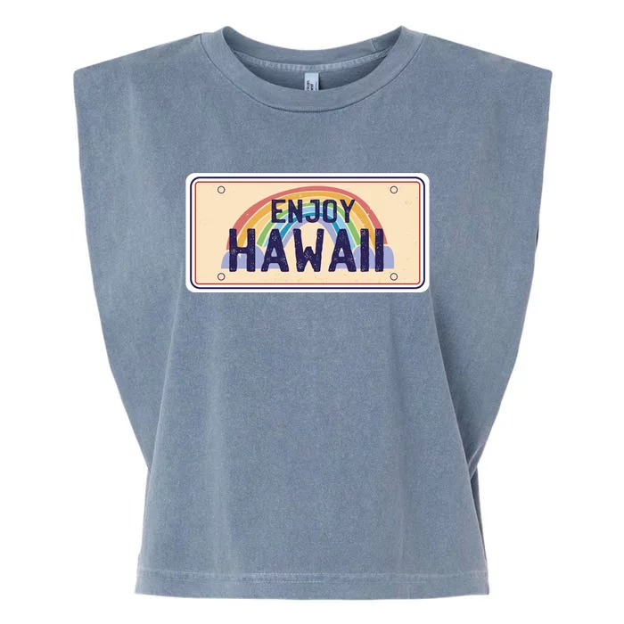 Enjoy Hawaii Car Plate Garment-Dyed Women's Muscle Tee