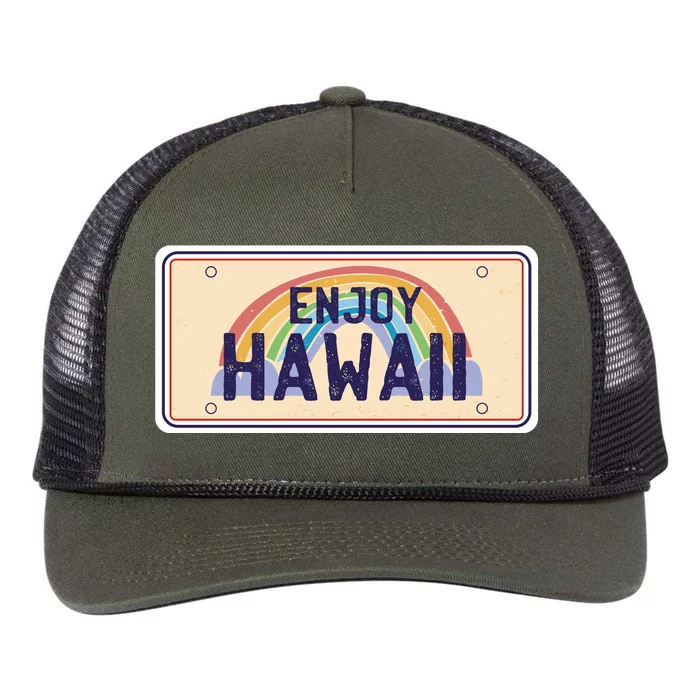 Enjoy Hawaii Car Plate Retro Rope Trucker Hat Cap