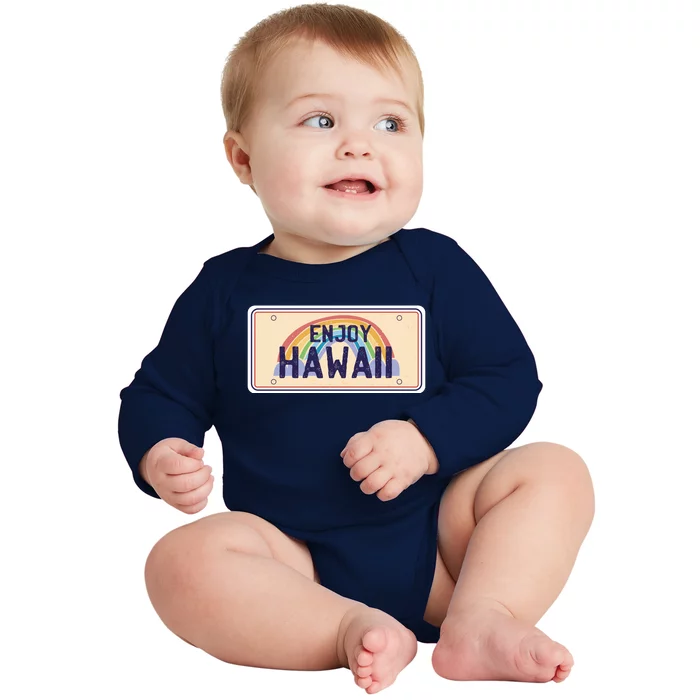 Enjoy Hawaii Car Plate Baby Long Sleeve Bodysuit