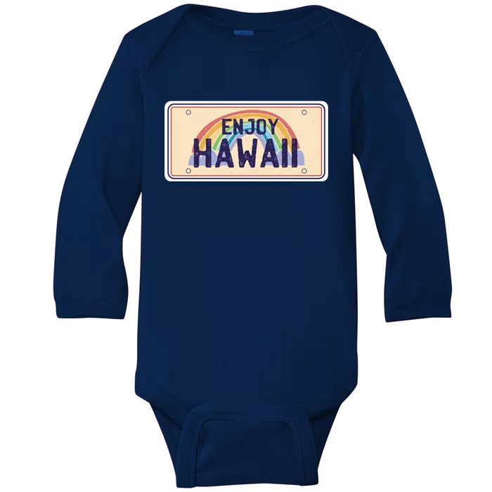 Enjoy Hawaii Car Plate Baby Long Sleeve Bodysuit