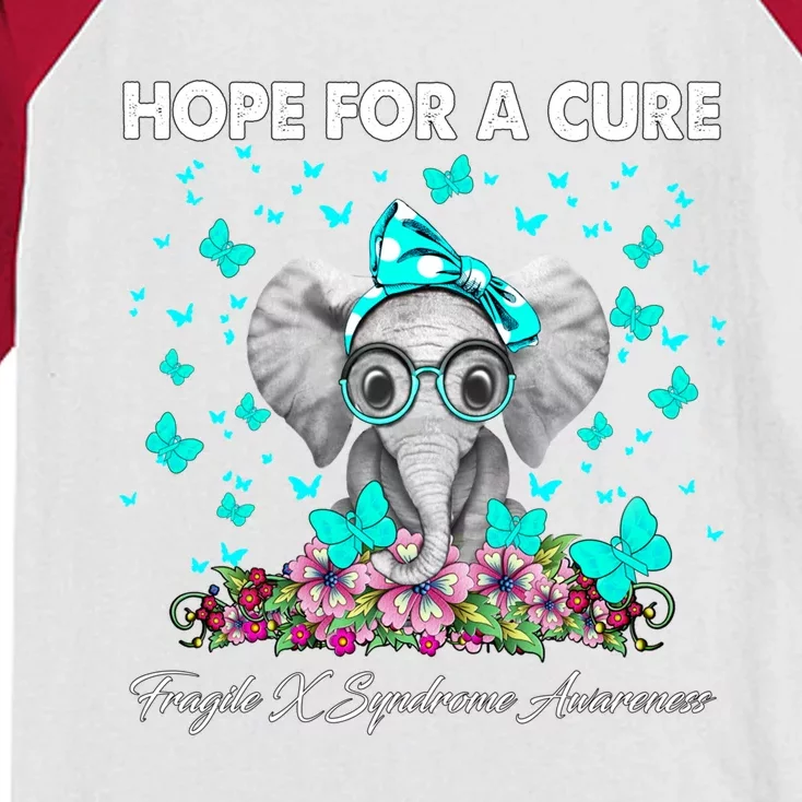 Elephant Hope Cure Fragile X Syndrome Awareness Gift Kids Colorblock Raglan Jersey