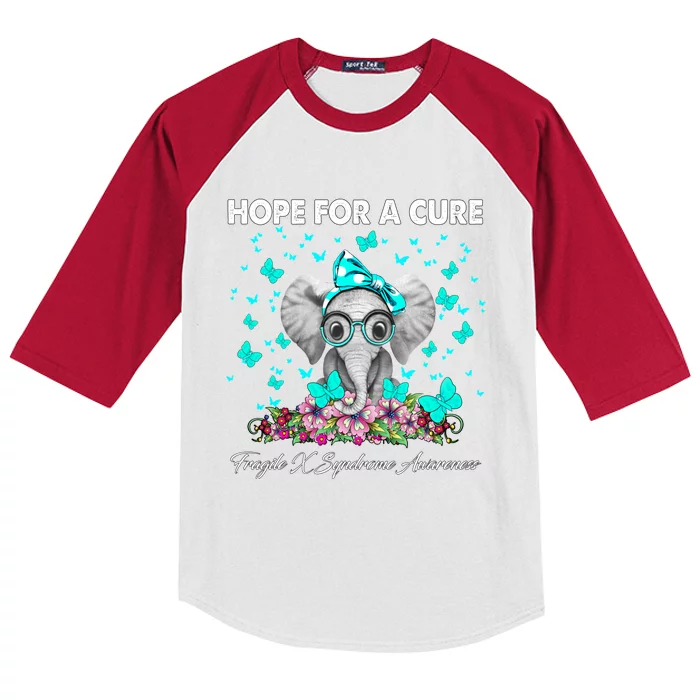 Elephant Hope Cure Fragile X Syndrome Awareness Gift Kids Colorblock Raglan Jersey