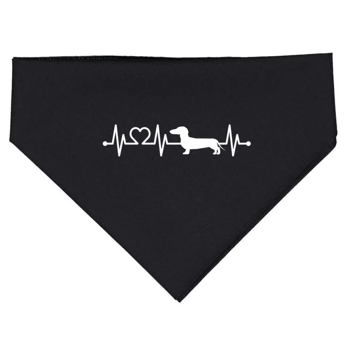 Ecg Heartbeat Dachshund Dackel Teckel For Dog Owners Gift USA-Made Doggie Bandana