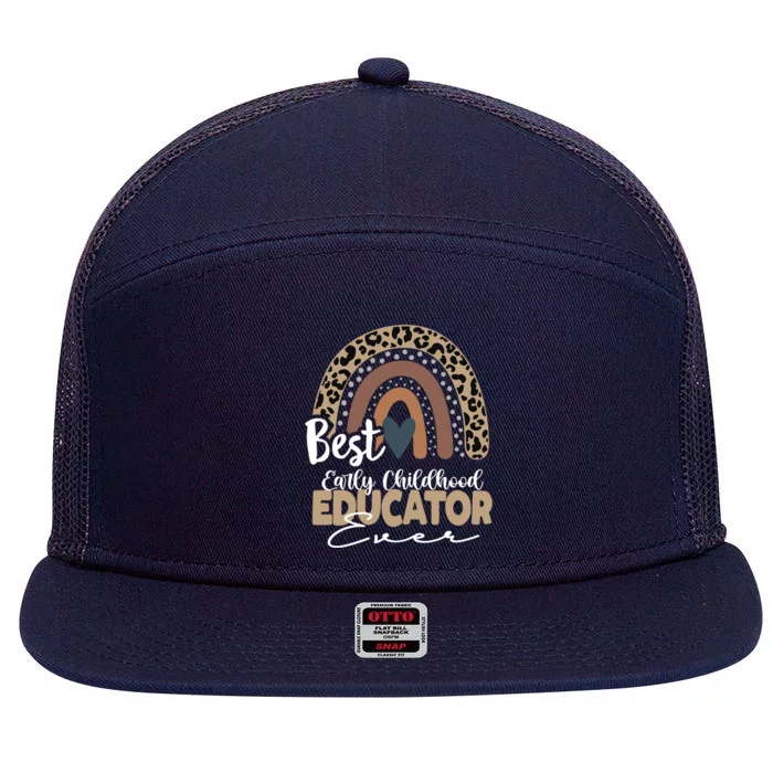 Early Hood Educator Boho Rainbow Teacher Appreciation Gift 7 Panel Mesh Trucker Snapback Hat