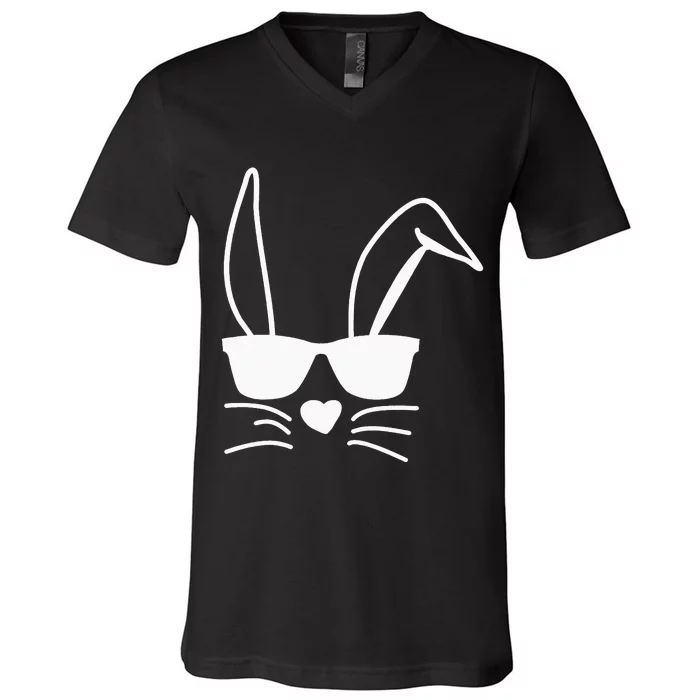 Easter Hip Easter Bunny Sunglasses V-Neck T-Shirt