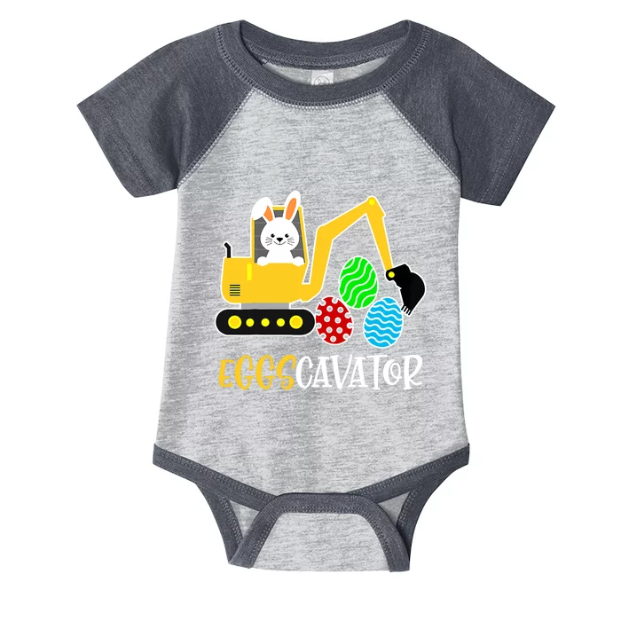 EggsCavator Happy Easter Funny Excavator Hunting Egg Gifts Infant Baby Jersey Bodysuit