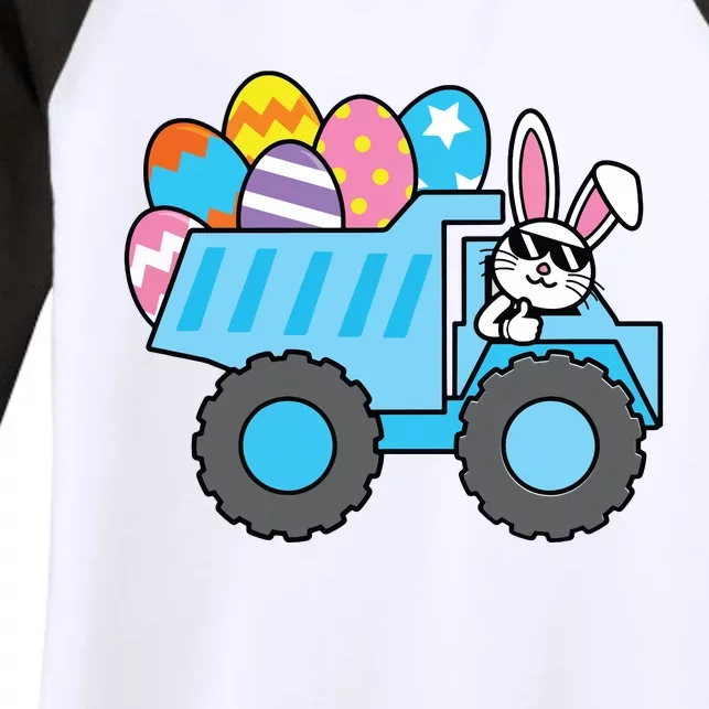 Easter Happy Easter Bunny Truck Construction Women's Tri-Blend 3/4-Sleeve Raglan Shirt