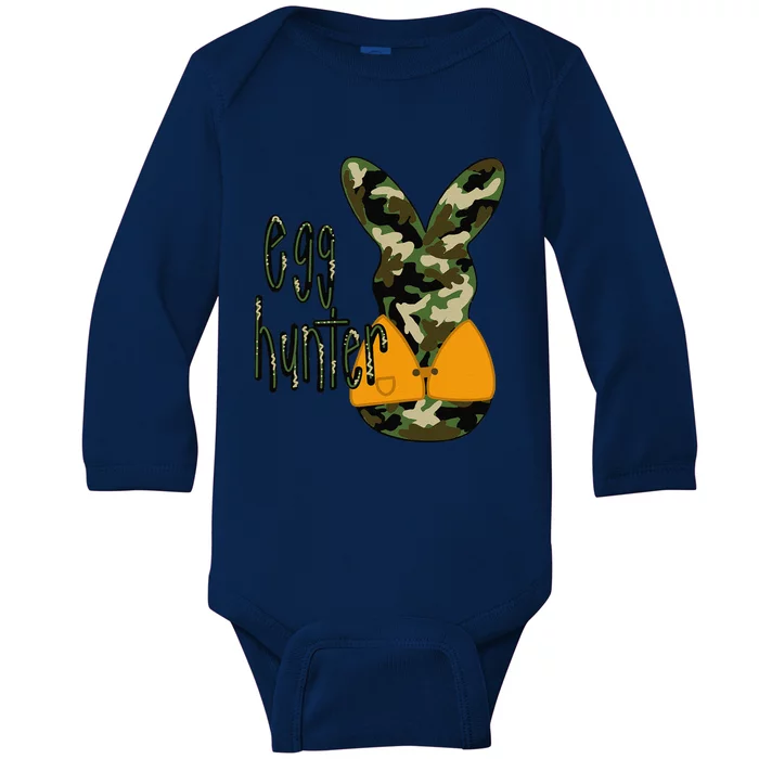 Egg Hunter Easter Camo Hunting Easter Bunny Baby Long Sleeve Bodysuit