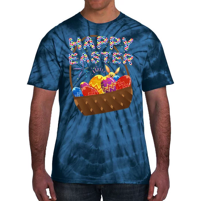 Easter Happy Easter Eggs Basket Women Gift Tie-Dye T-Shirt