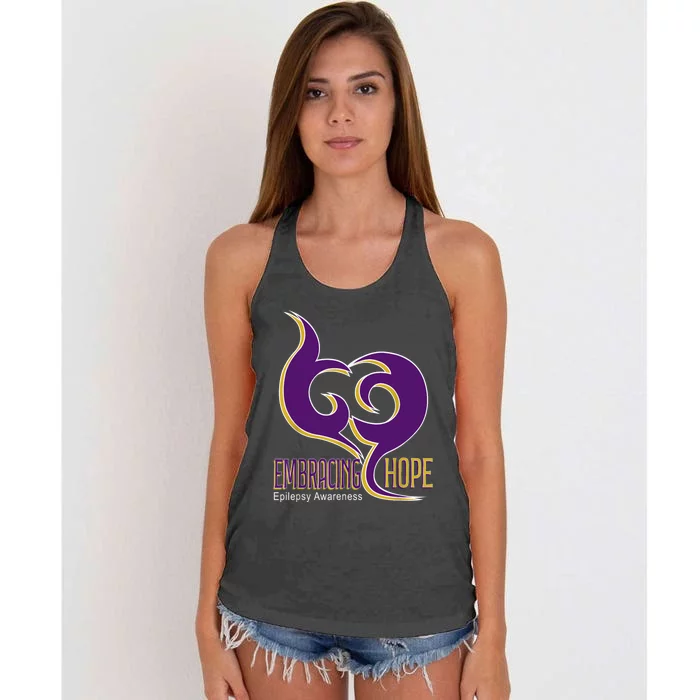 Embracing Hope Epilepsy Awareness Prevent Epilepsy Women's Knotted Racerback Tank