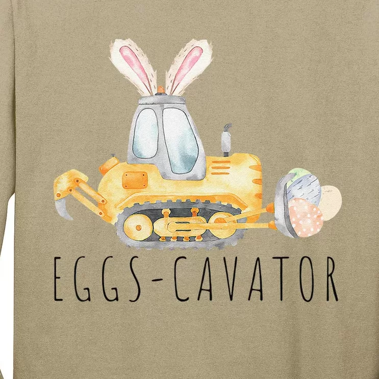 Eggscavator Happy Easter Funny Excavator Hunting Egg Tall Long Sleeve T-Shirt