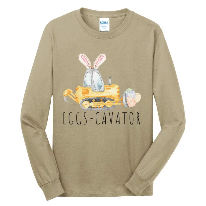 Eggscavator Happy Easter Funny Excavator Hunting Egg Tall Long Sleeve T-Shirt