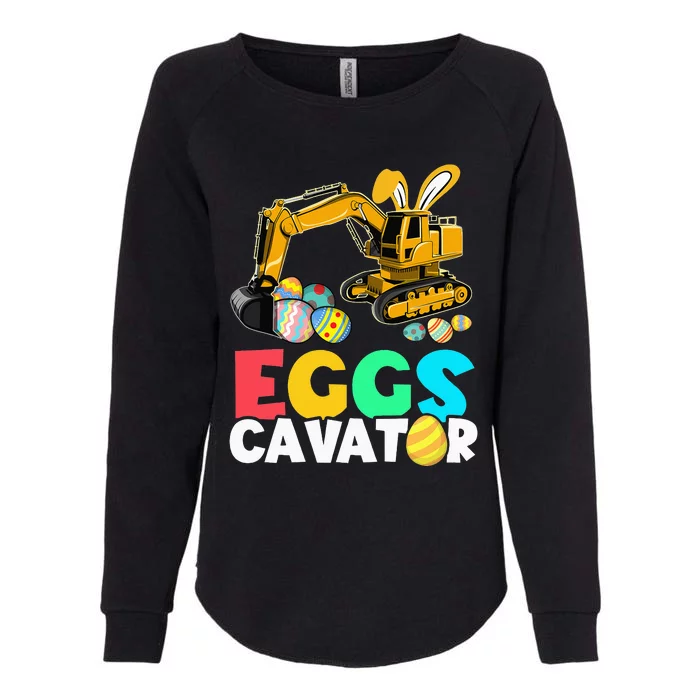 EggsCavator Happy Easter Funny Excavator Hunting Egg Womens California Wash Sweatshirt