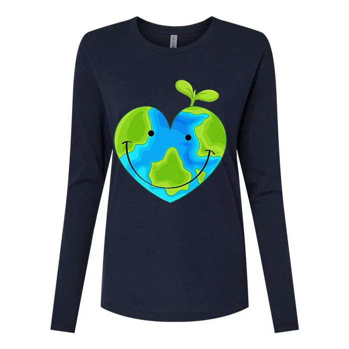 Earth Heart Earth Day Womens Cotton Relaxed Long Sleeve T-Shirt