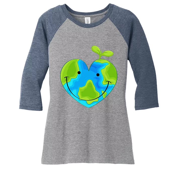 Earth Heart Earth Day Women's Tri-Blend 3/4-Sleeve Raglan Shirt