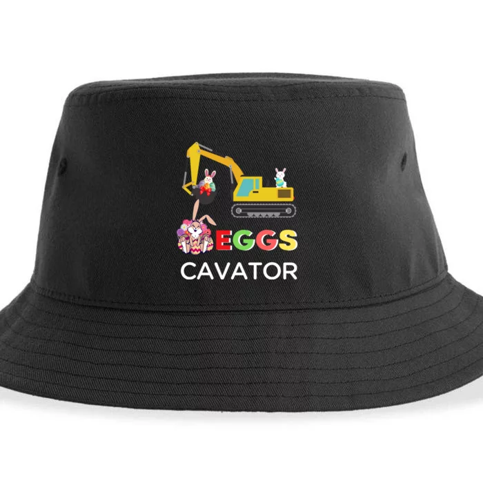 EggsCavator Happy Easter Funny Excavator Hunting Egg Sustainable Bucket Hat