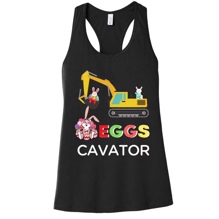 EggsCavator Happy Easter Funny Excavator Hunting Egg Women's Racerback Tank