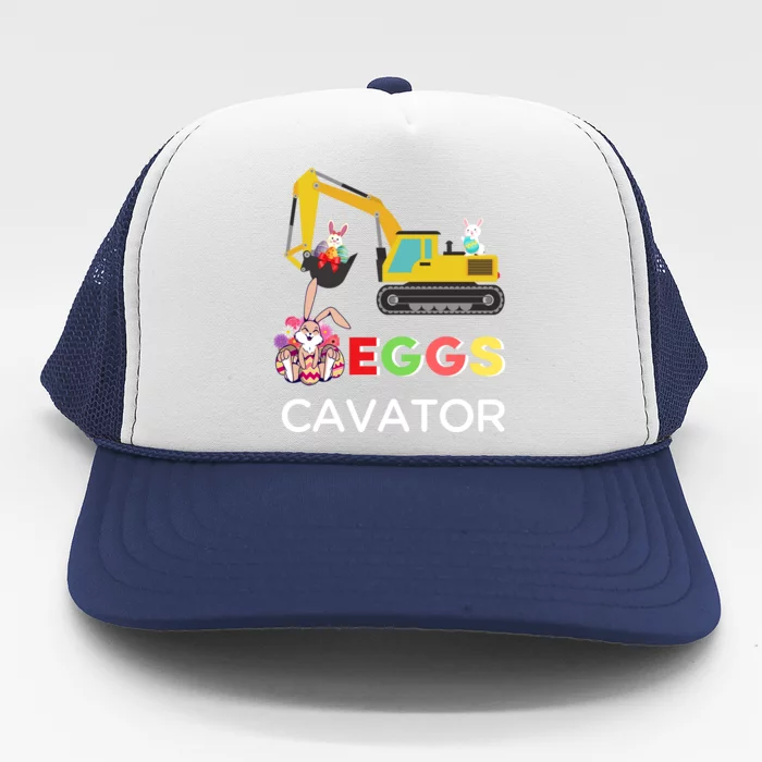 EggsCavator Happy Easter Funny Excavator Hunting Egg Trucker Hat