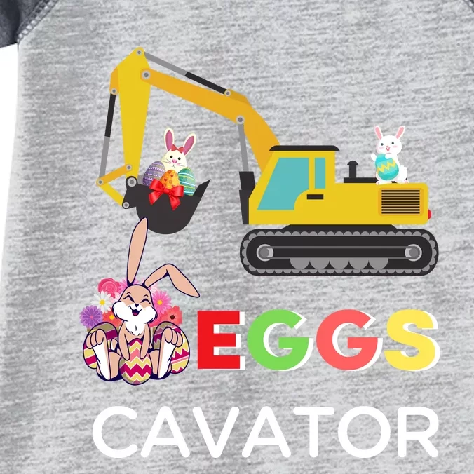 EggsCavator Happy Easter Funny Excavator Hunting Egg Infant Baby Jersey Bodysuit