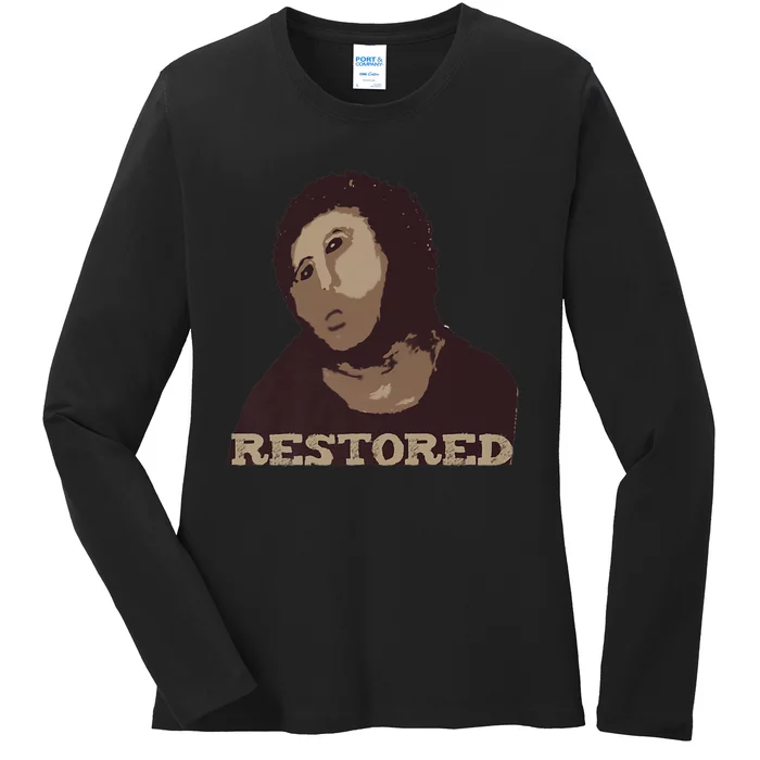 Ecce Homo Ecce Mono Fresco Painting Restoration Ladies Long Sleeve Shirt