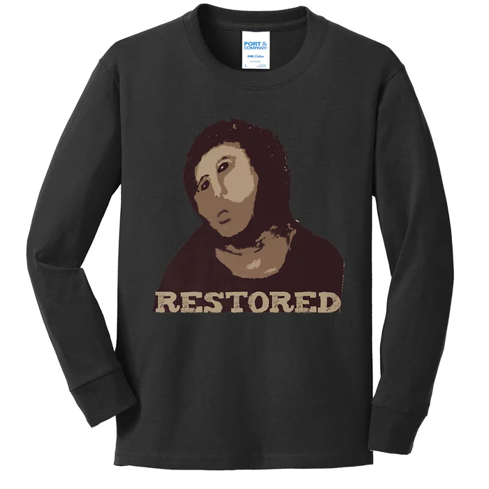 Ecce Homo Ecce Mono Fresco Painting Restoration Kids Long Sleeve Shirt