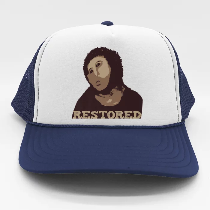 Ecce Homo Ecce Mono Fresco Painting Restoration Trucker Hat