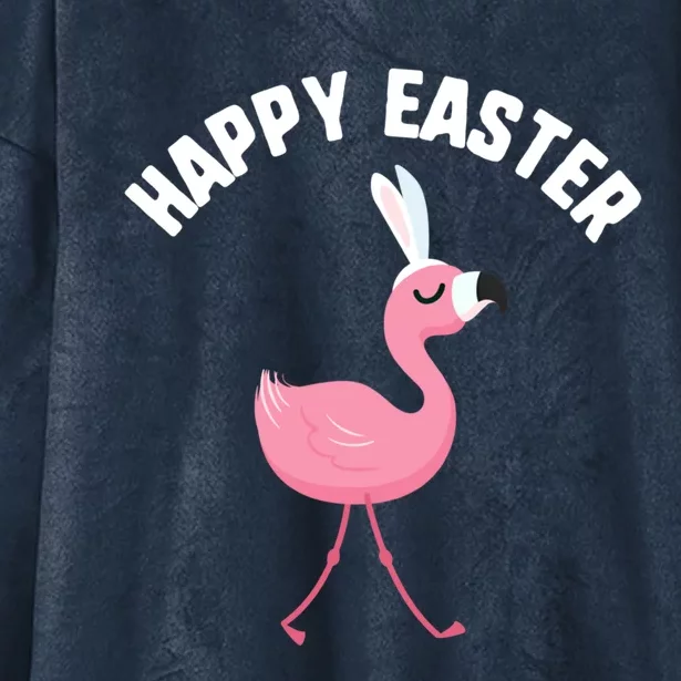 Easter Happy Flamingo Bunny Ears Pink Eggs Undefined Gift Hooded Wearable Blanket