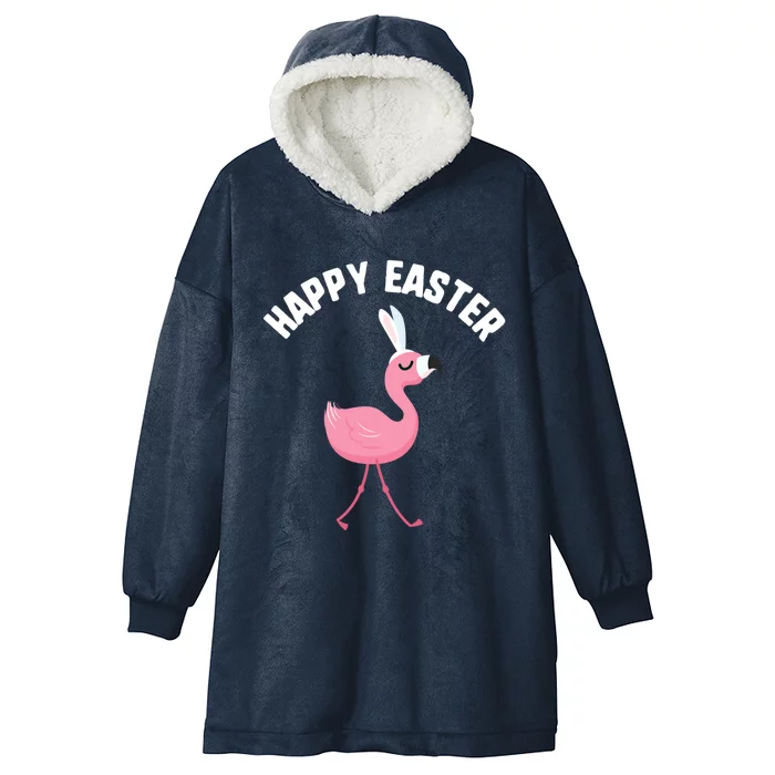 Easter Happy Flamingo Bunny Ears Pink Eggs Undefined Gift Hooded Wearable Blanket