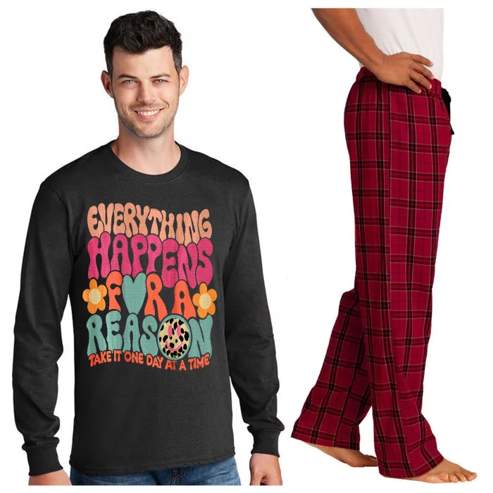 Everything Happens For A Reason Take It One Day (On Back) Long Sleeve Pajama Set