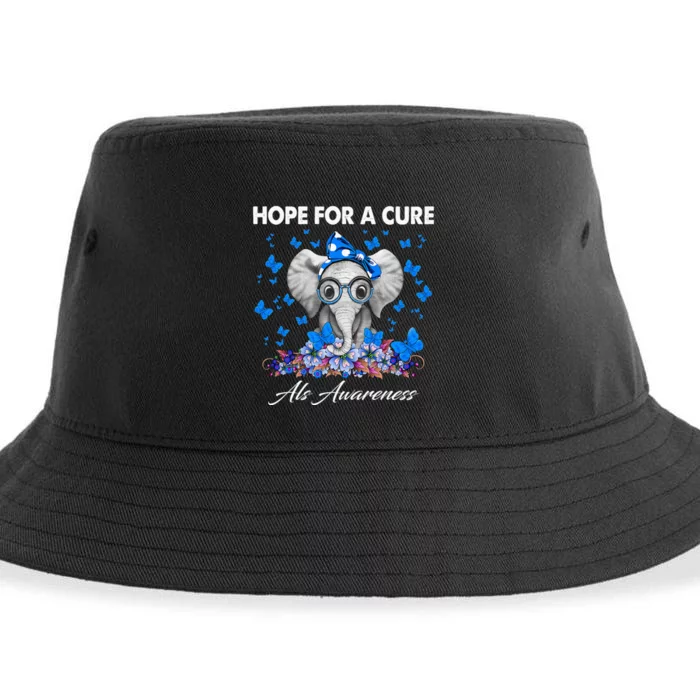 Elephant Hope For a Cure Als Awareness Sustainable Bucket Hat