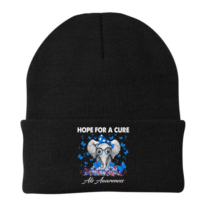 Elephant Hope For a Cure Als Awareness Knit Cap Winter Beanie