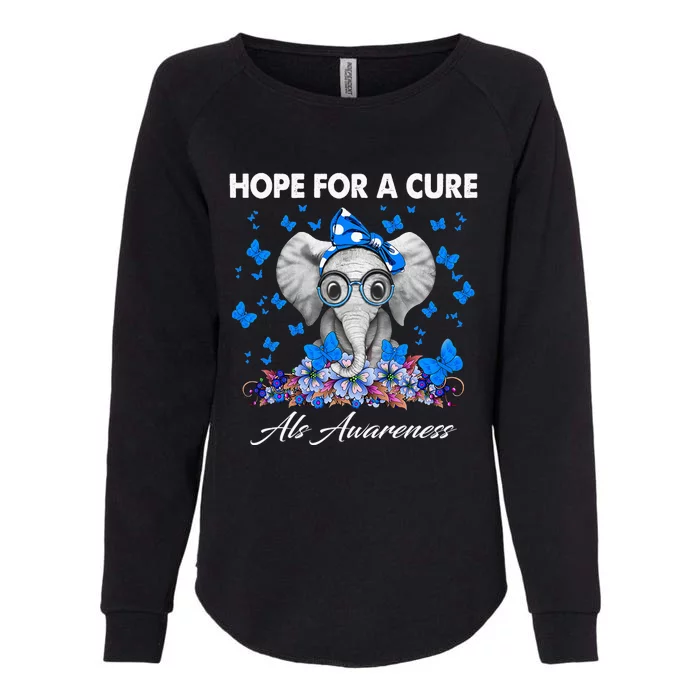 Elephant Hope For a Cure Als Awareness Womens California Wash Sweatshirt