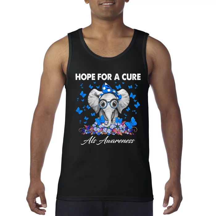 Elephant Hope For a Cure Als Awareness Tank Top