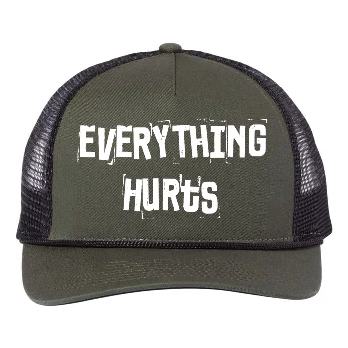 Everything Hurts Fitness Weightlifting Funny Gym Workout Retro Rope Trucker Hat Cap