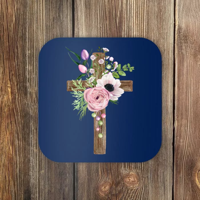 Easter Holiday Floral Cross Coaster